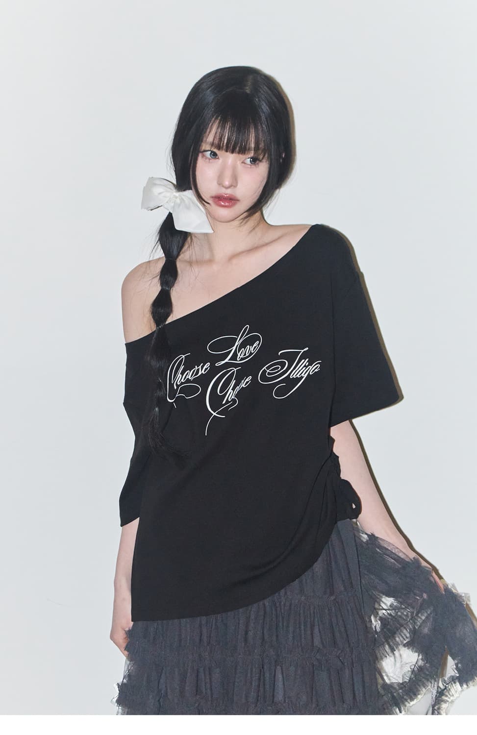 일리고 플레어 러플 레이어드 스커트 팬츠 차콜 상품이미지2