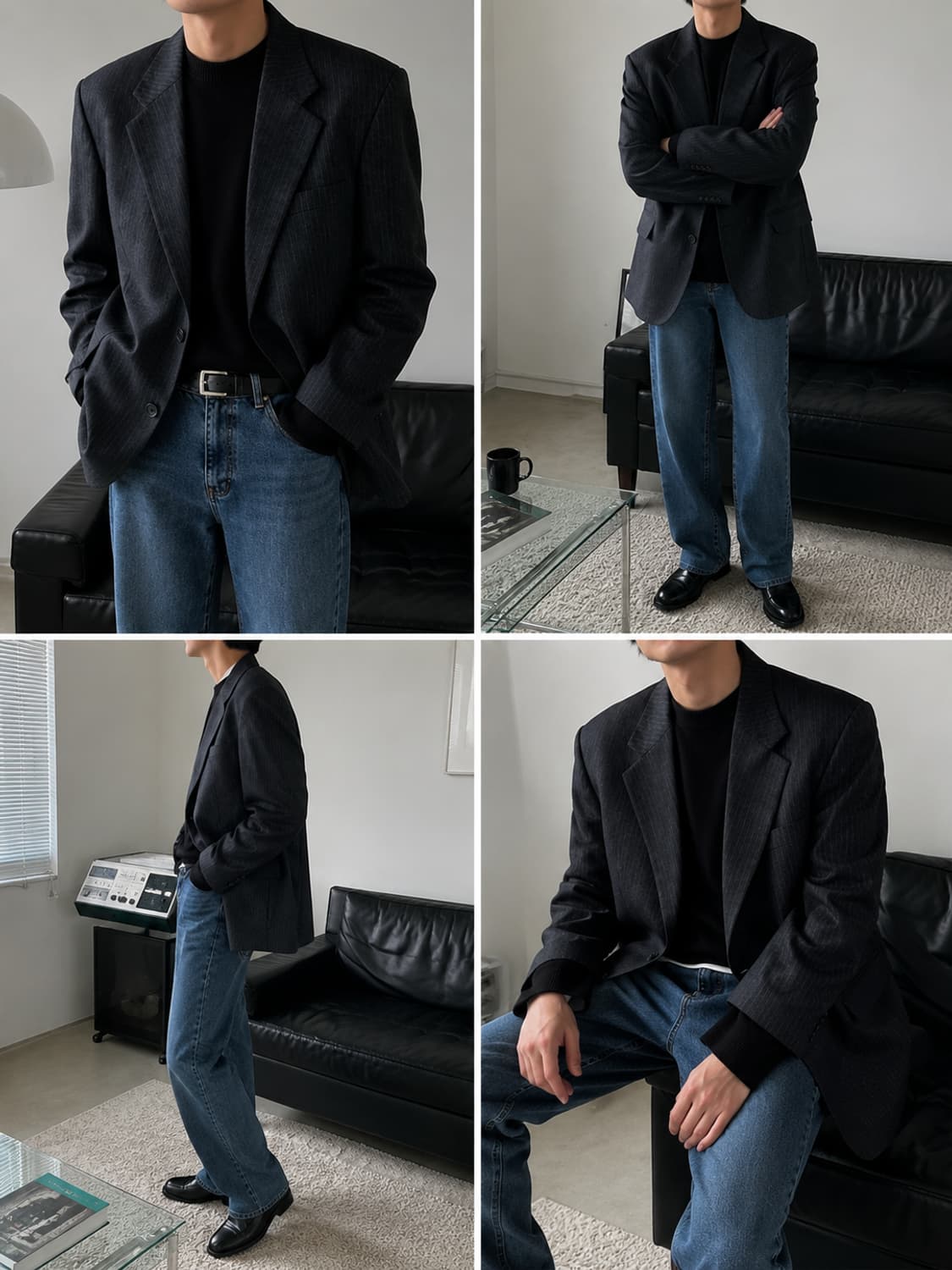 입생로랑 울 스트라이프 2버튼 블레이져 자켓 100-105 상품이미지2
