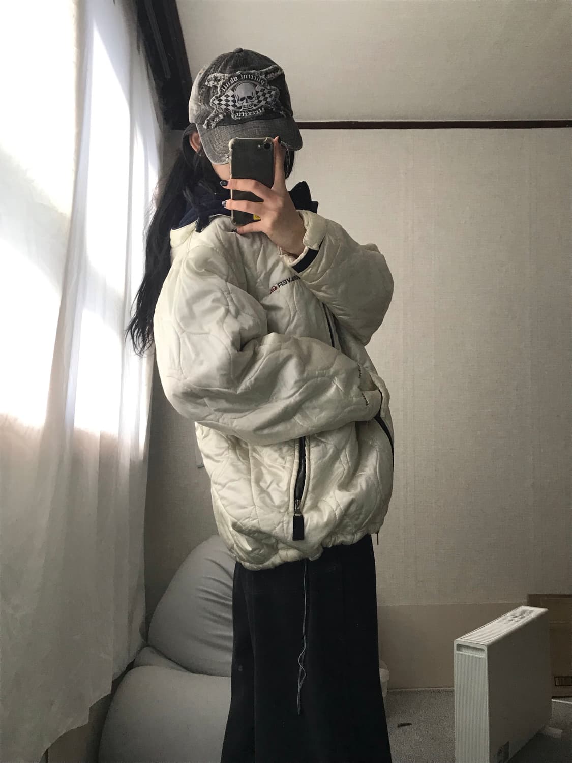 퀵실버 00s 아이보리 누빔 후드 패딩 상품이미지5