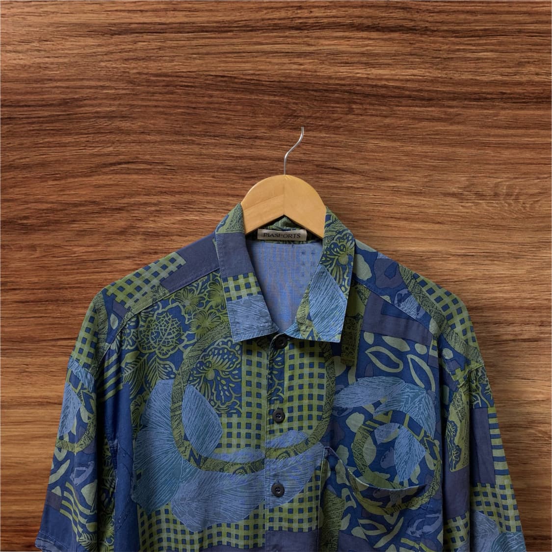 일본 Vintage Green Patchwork Shirt-free 상품이미지3