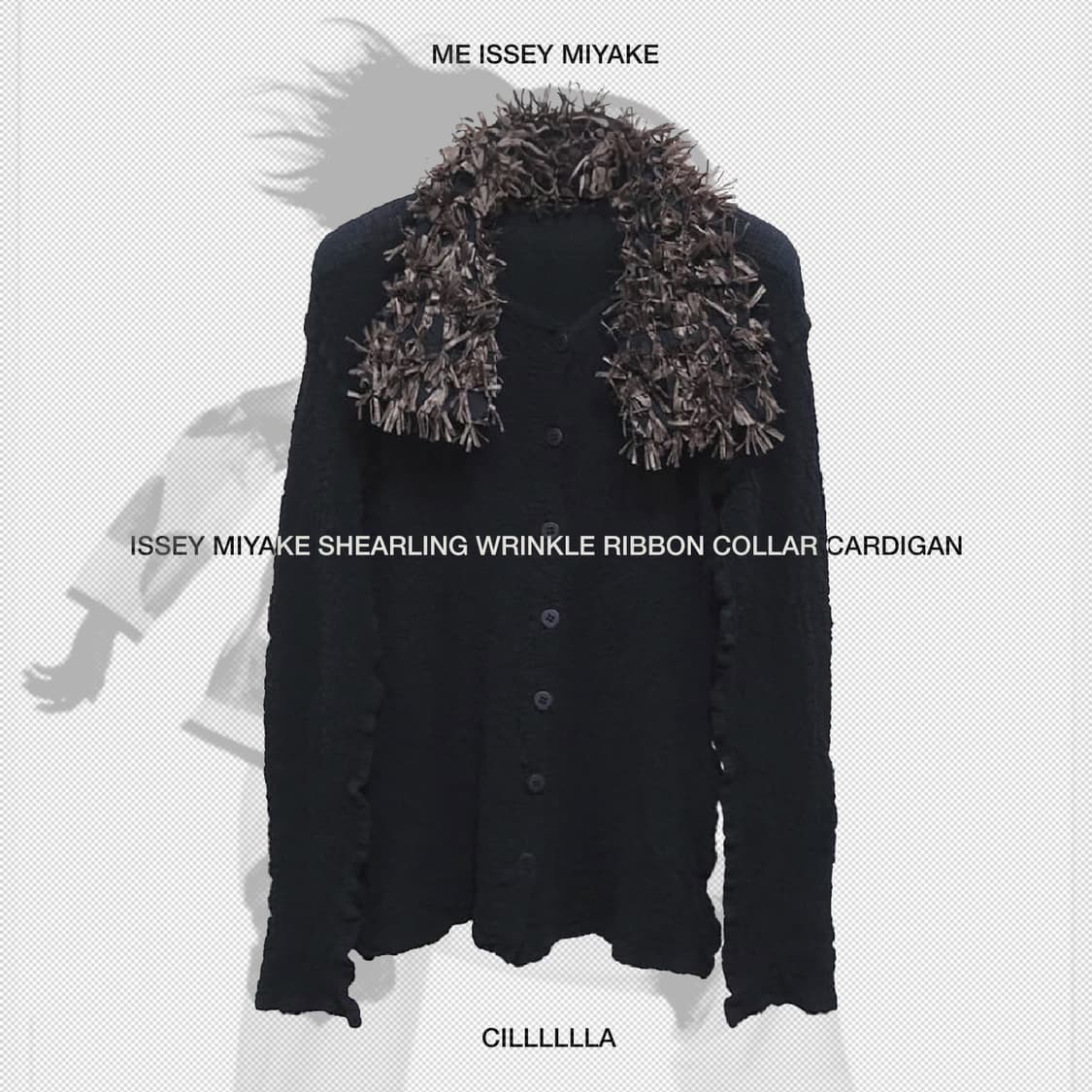 ISSEY MIYAKE ME 이세이미야케 시어링 링클 리본카라 가디건 상품이미지1