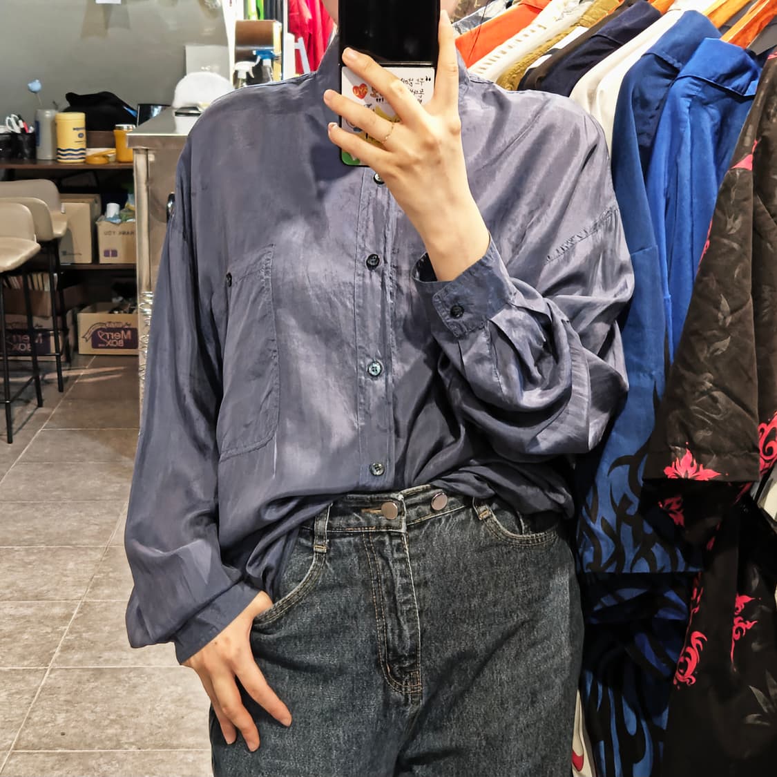 [NO.9] 그레이블루 실크셔츠 상품이미지3