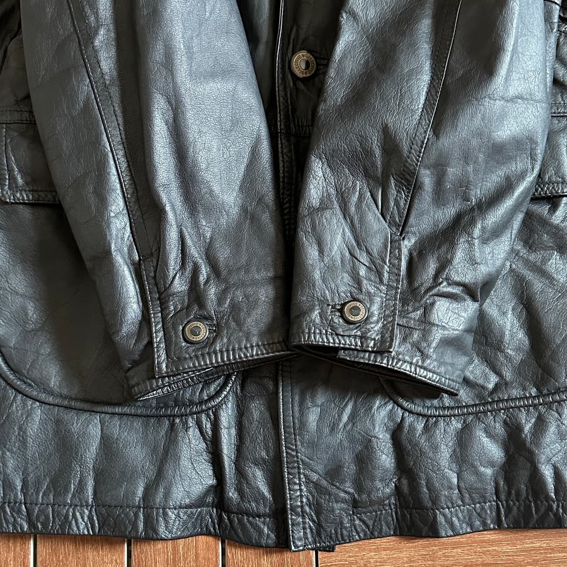 Man photo vintage leather coat jacket 상품이미지7