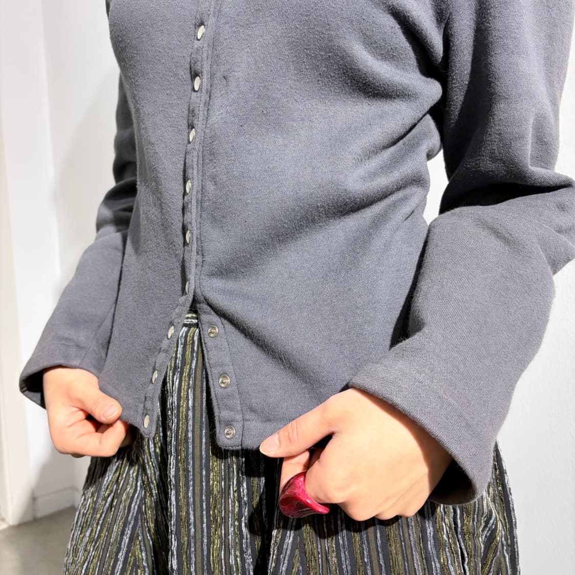 아네스베 차콜 멀티 버튼 코튼 자켓 상품이미지2