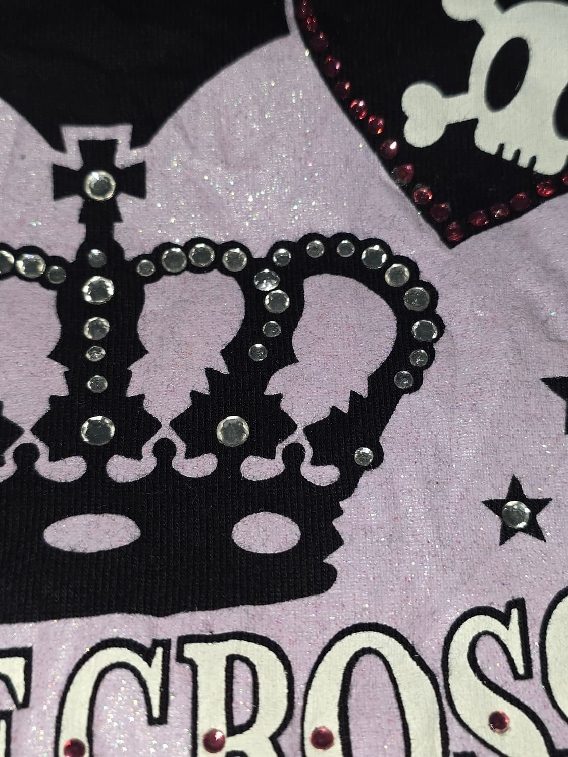 일본빈티지)오네갸루st 미국y2k 하트스컬왕관 블랙핑크퍼플 펑크롱슬리브 상품이미지2