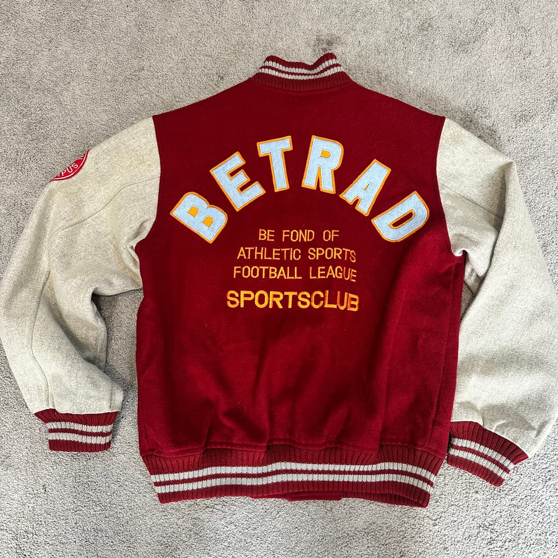 JPN 빈티지 레드/오트밀 바시티 자켓~L 상품이미지1