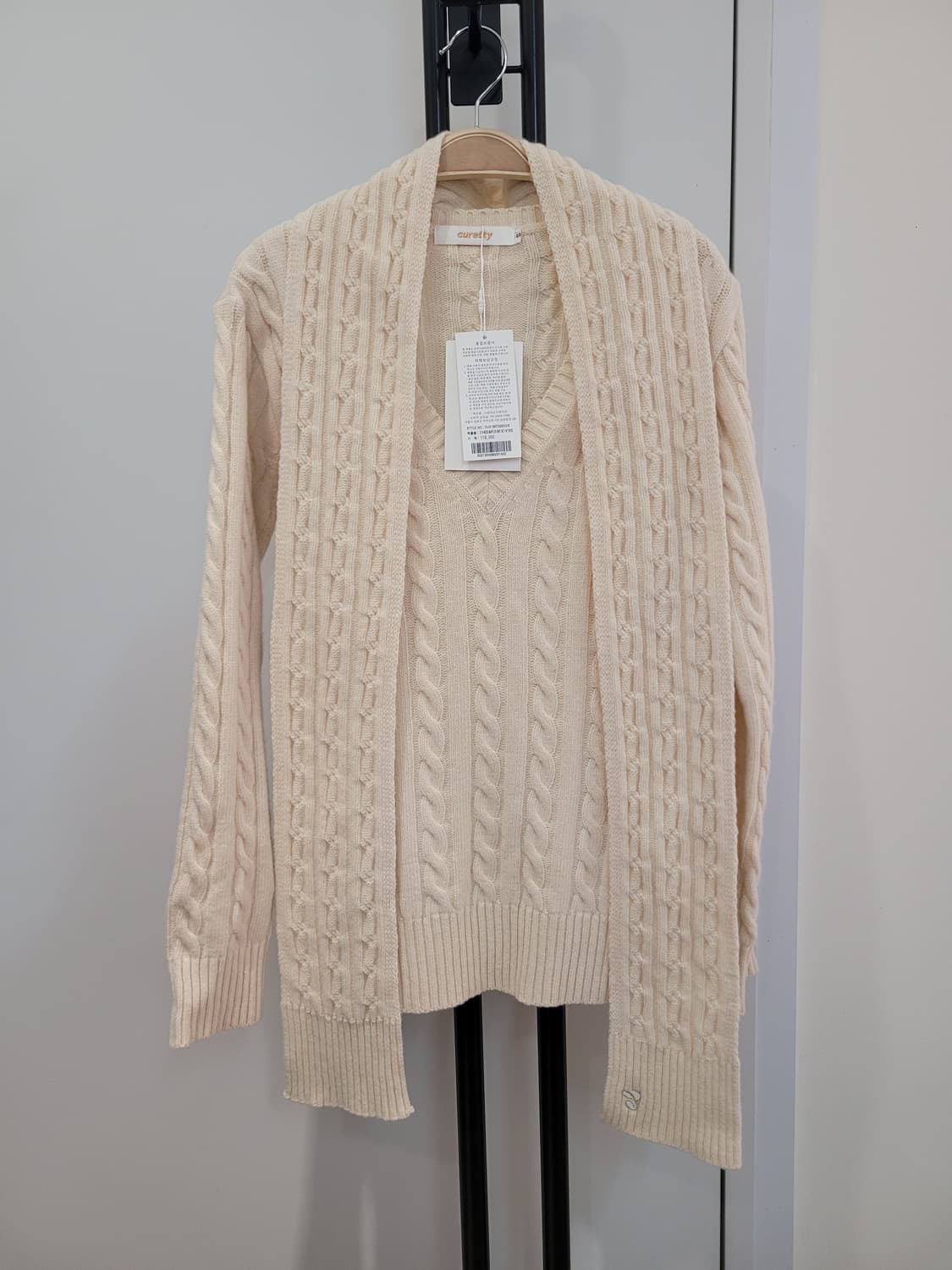 큐리티 curetty 케이블 니트 머플러 세트 S사이즈 택달린새제품 상품이미지1