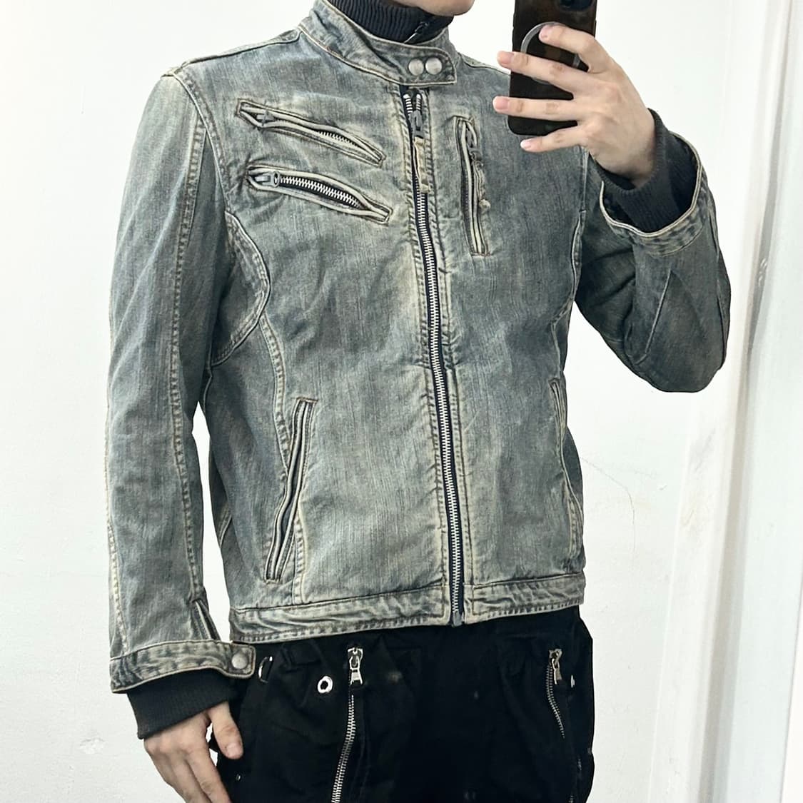 지스타로우 테크니컬 데님 바이커 자켓 상품이미지2