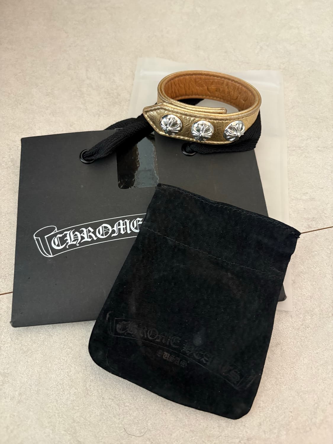 Chrome hearts 버클 골드 가죽 팔찌 상품이미지1