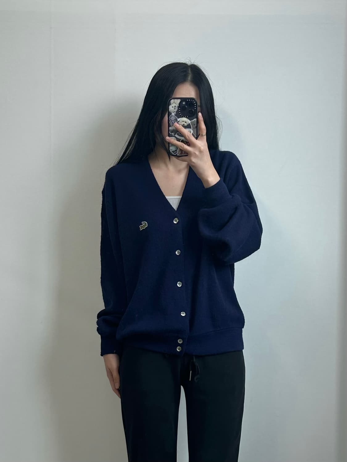 라코스테 네이비 브이넥 니트 가디건  상품이미지1