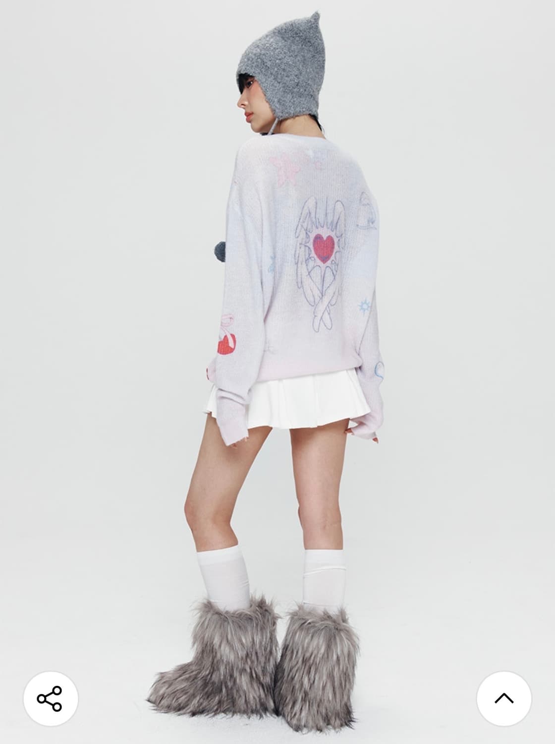 키르시 X 피투 올오버 그래픽 루즈핏 헤어리 니트 [블루] 상품이미지2