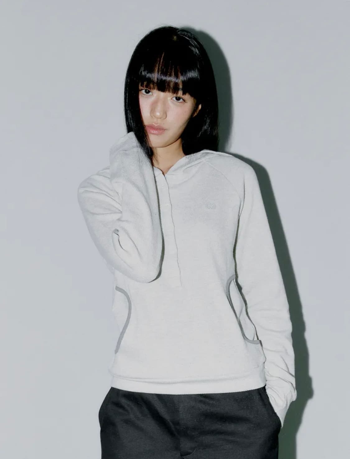 WAFFLE HENLEY HOODIE, OATMEAL 상품이미지1