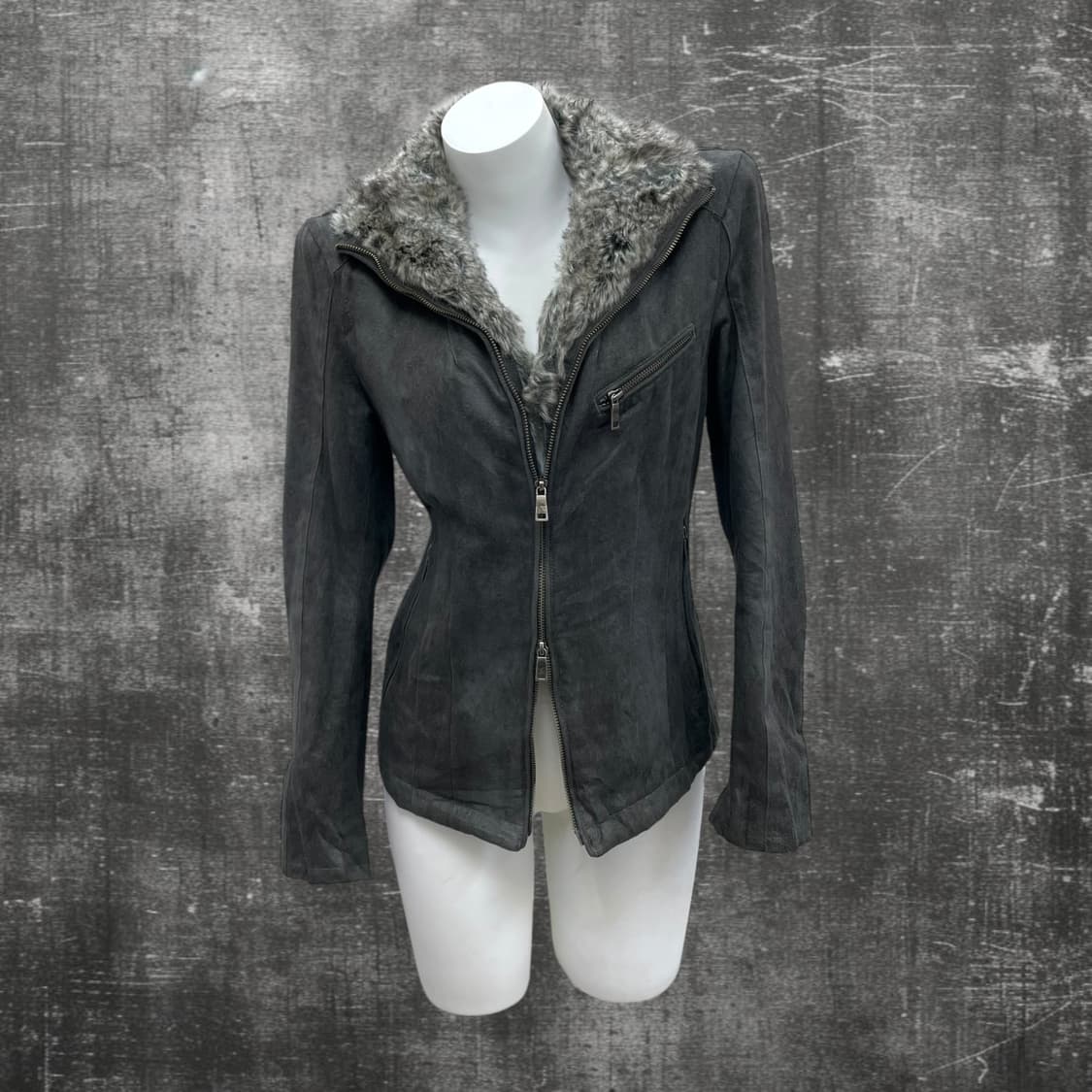 gray  fur two-way jk 상품이미지1