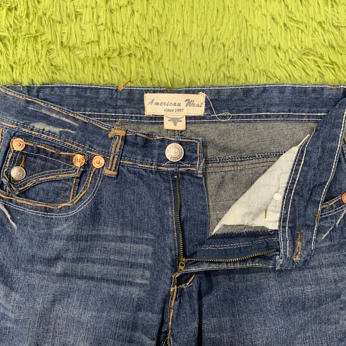 [33] AMERICAN WEAT 스트레이트핏 스티치디테일 데님팬츠 상품이미지4