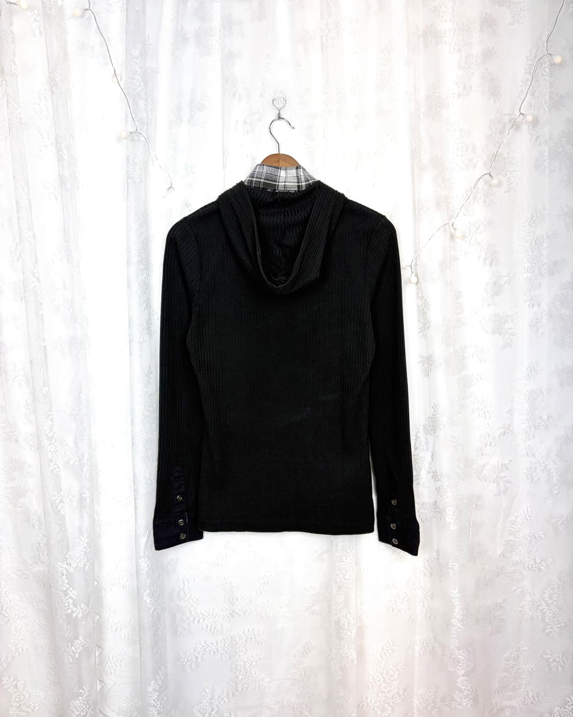 LAD Ribbed Layered Hooded Zip-Up 상품이미지5