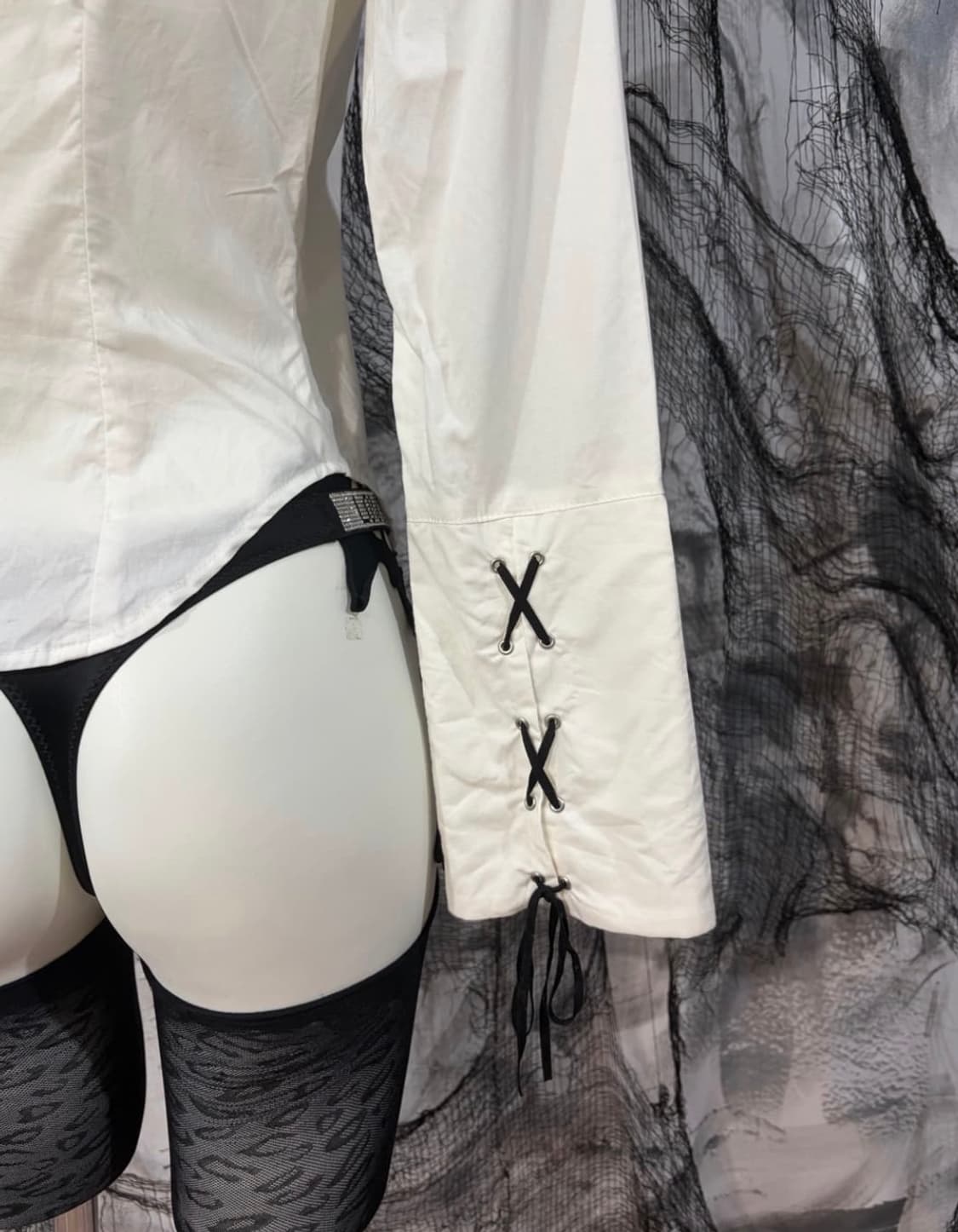 blaness Gothic goth eyelet corset shirt 상품이미지5