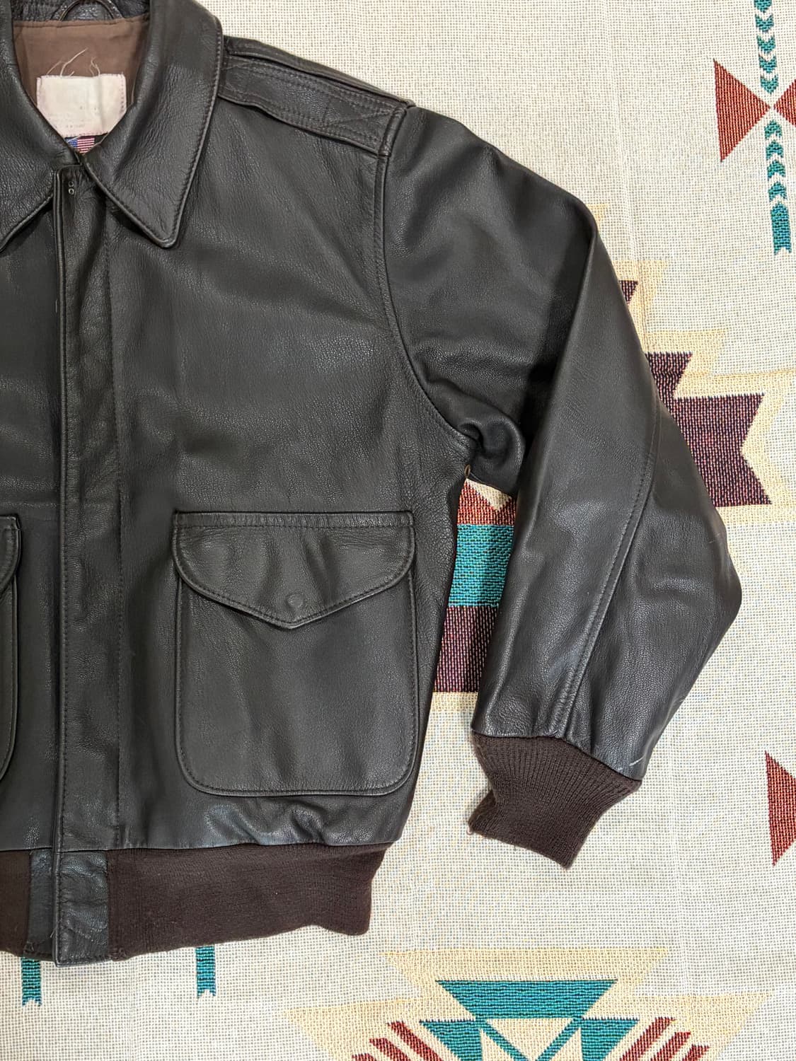 90s USA 쇼트 A2 레더자켓 상품이미지2