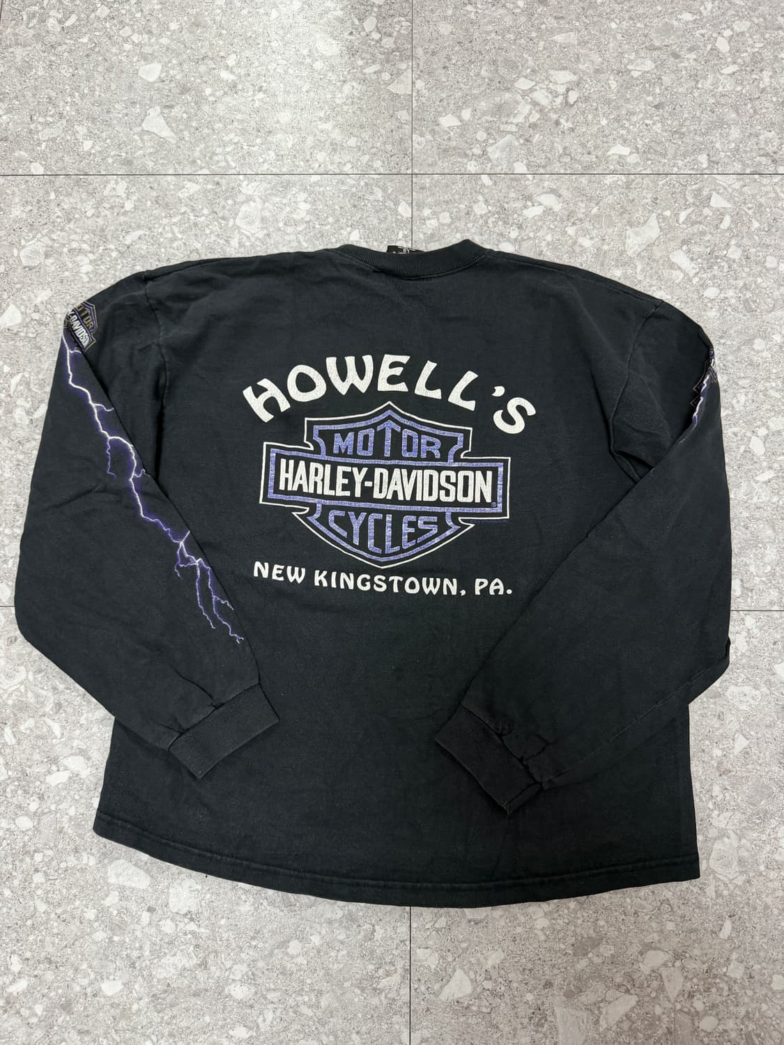 [L] 빈티지 90s 할리데이비슨 라이트닝 롱슬리브 블랙 상품이미지6