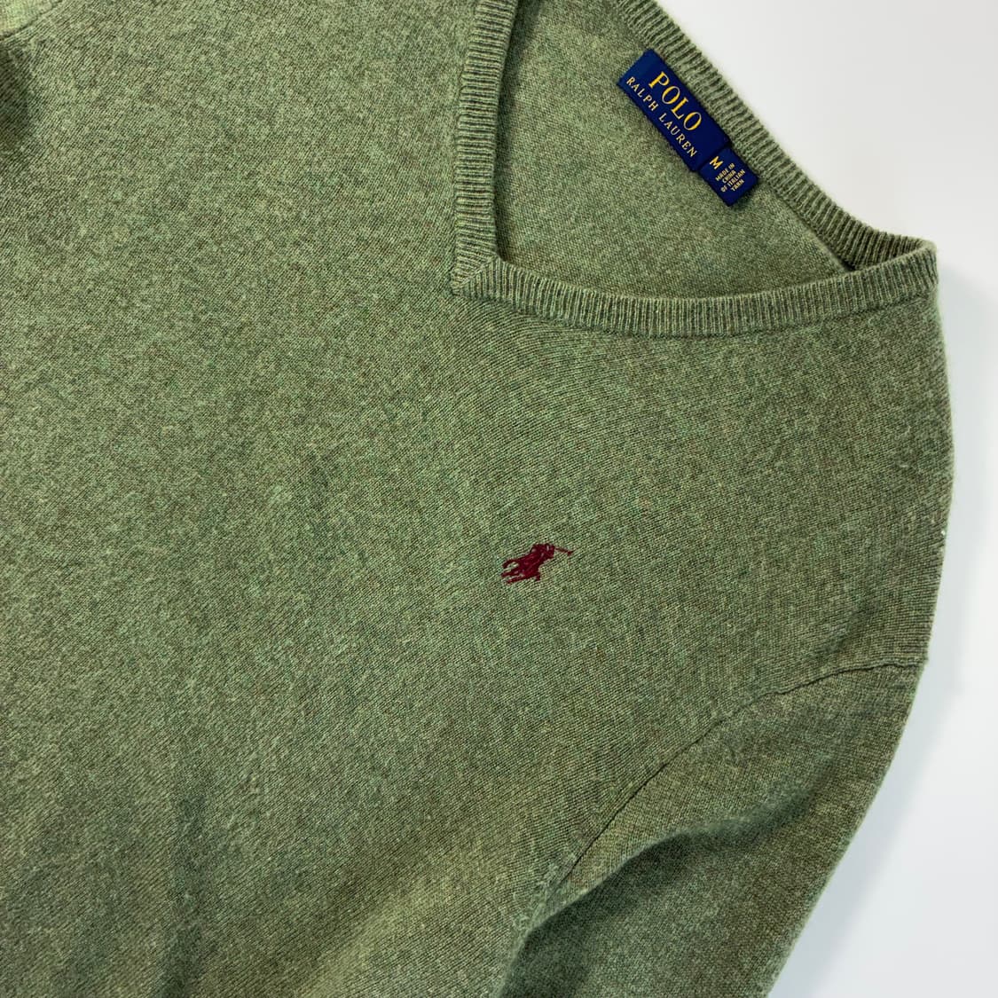 Polo  폴로 랄프로렌 자수 울 카키 브이넥 니트  상품이미지3