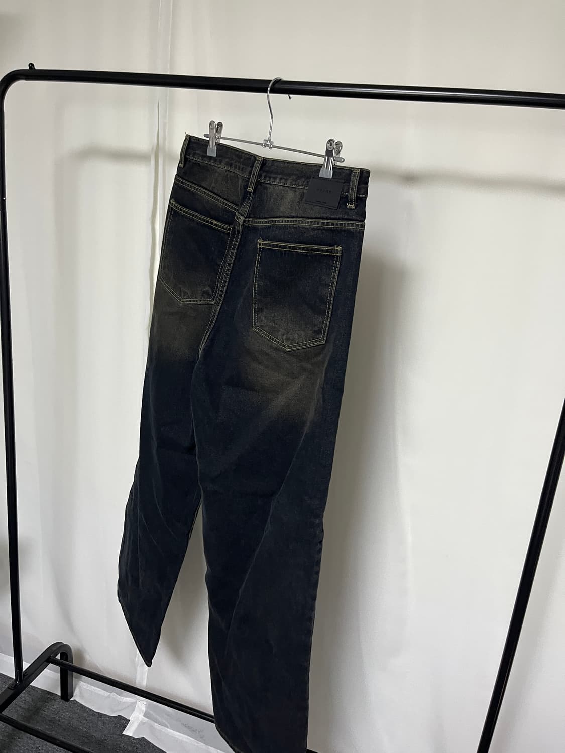 블랙 브라운 샌드 워싱 와이드 데님 팬츠 청바지 상품이미지5