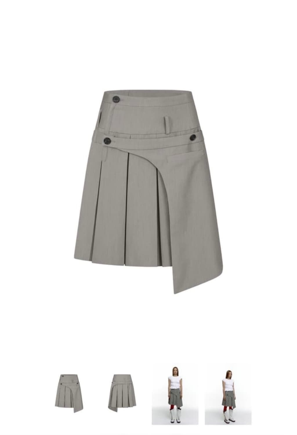 카시코 에이프런 플리츠 스커트 라이트그레이 상품이미지1