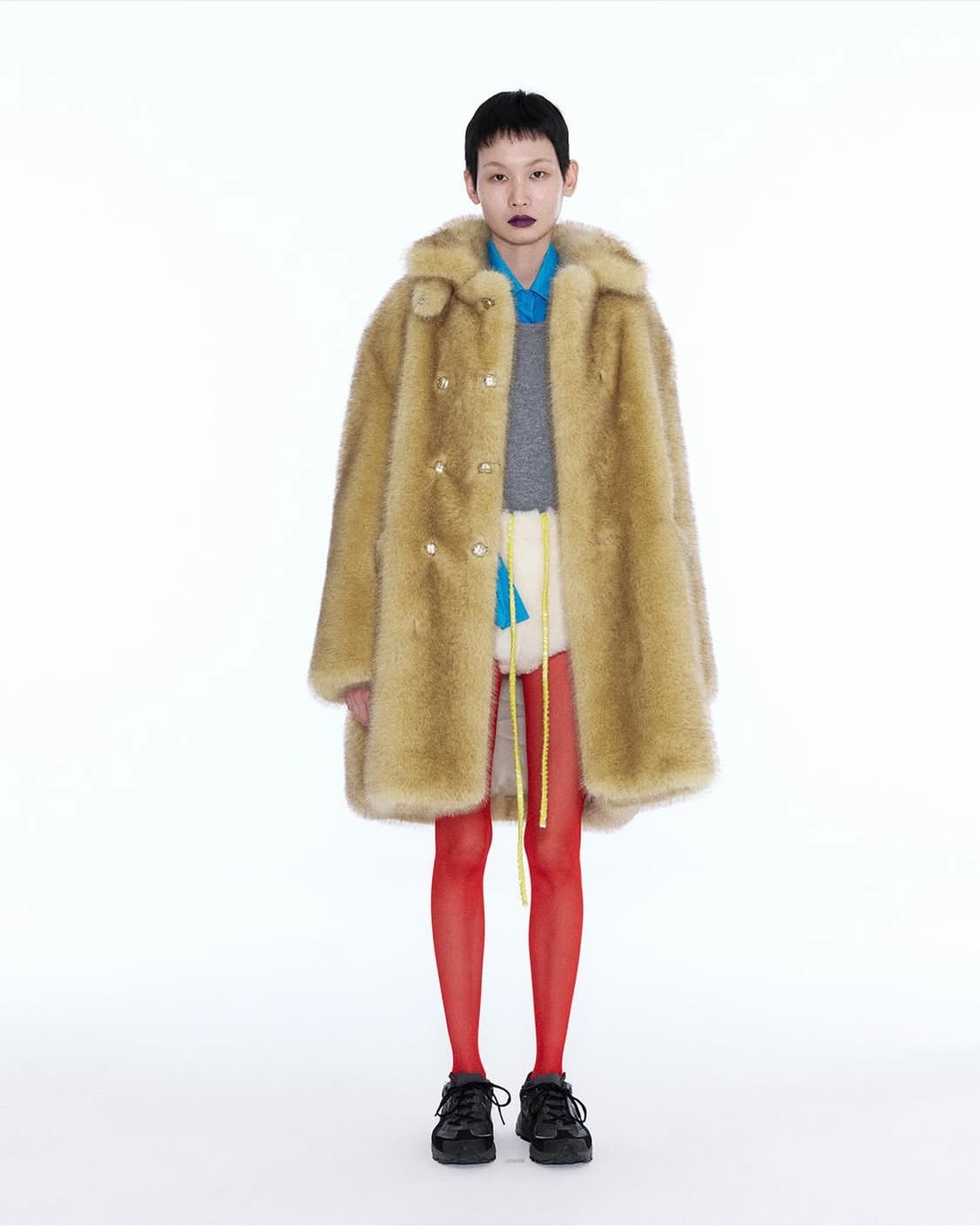 낸시부 퍼 Double-Breasted Fur Coat [YELLOW] 상품이미지2