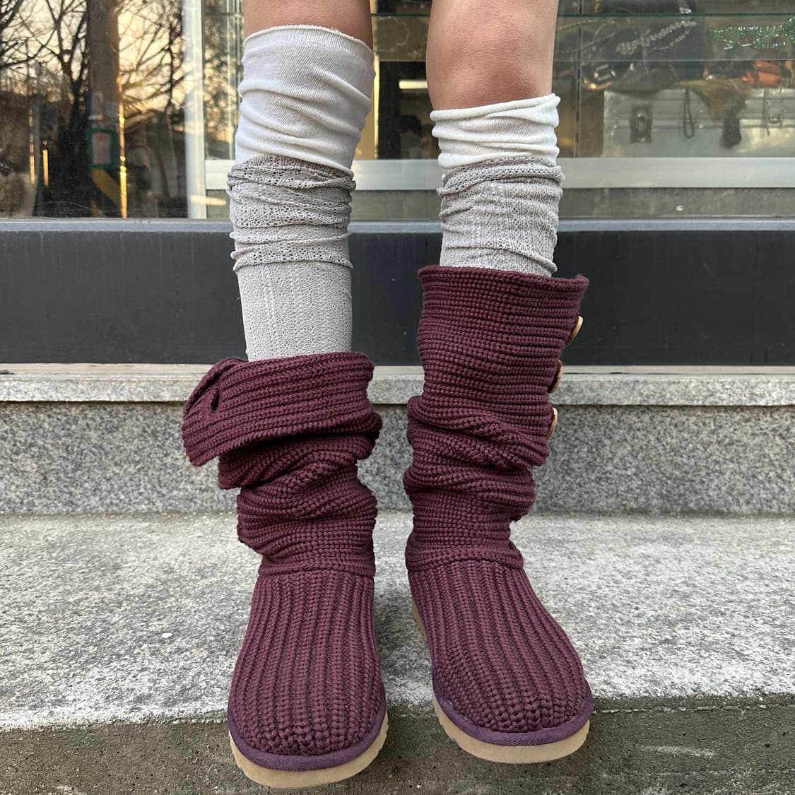 00s 베리 레드 어그 카디 니트 부츠 상품이미지5