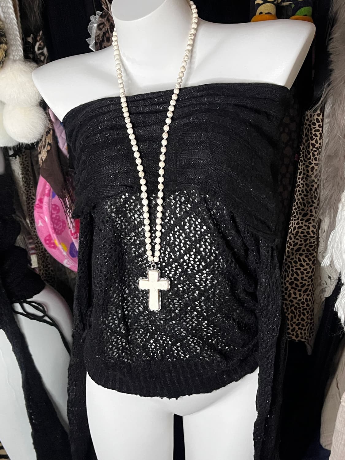 y2k 펑크 그런지 글리터 셔링 오프숄더 니트 상품이미지2