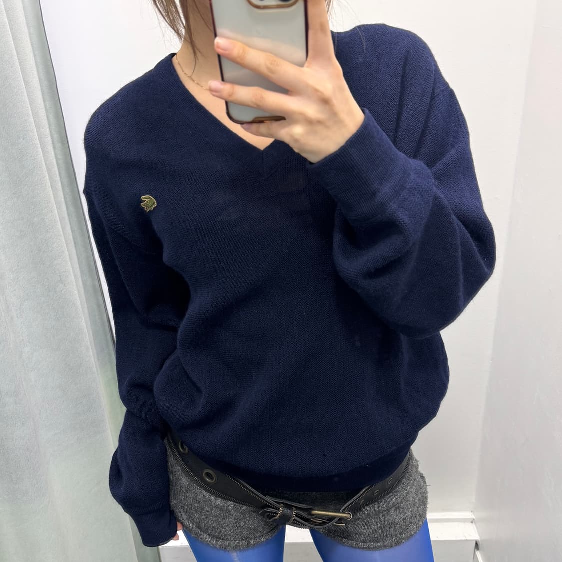 라코스테 네이비 브이넥 울니트 상품이미지2