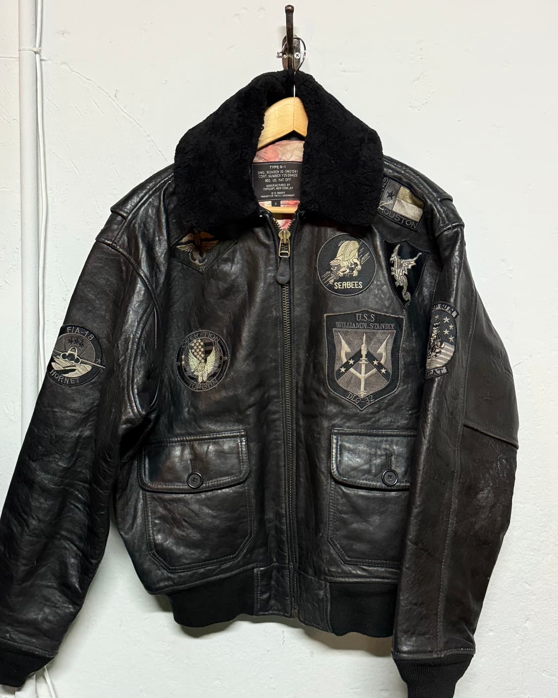 90-00‘s 탑건 G-1 레더 봄버 자켓 S 상품이미지1