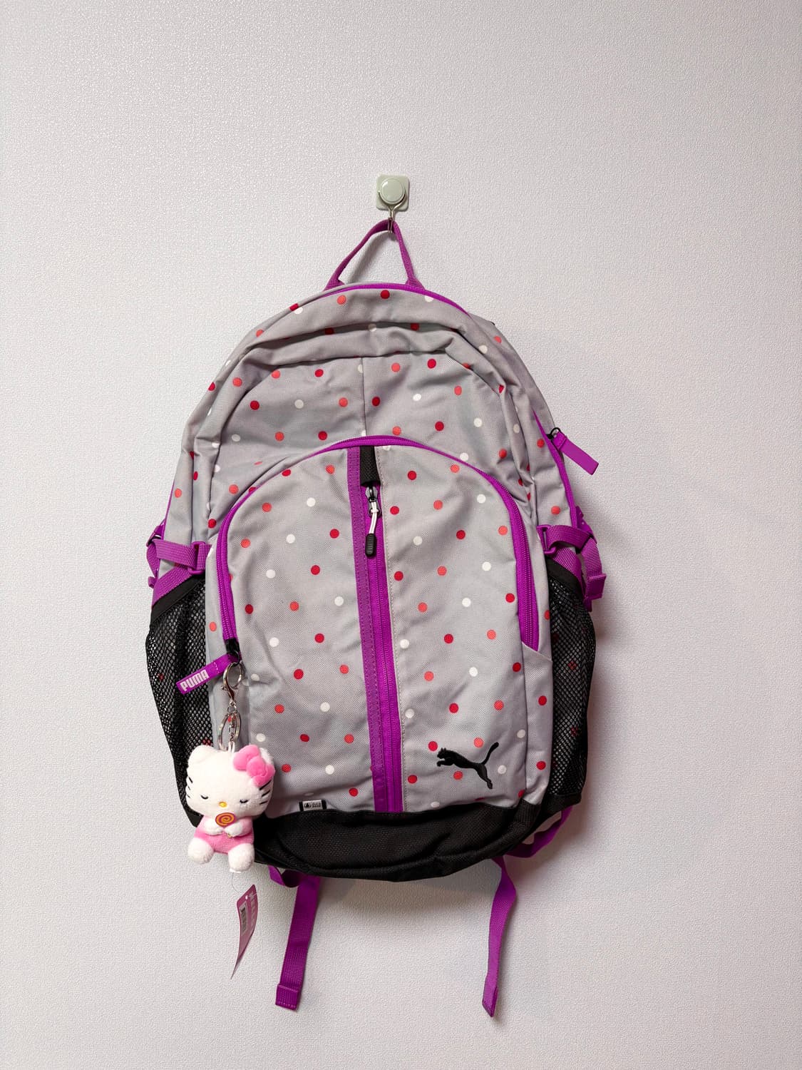 퓨마 퍼플 도트 백팩 일본 빈티지 가방 체크 상품이미지1