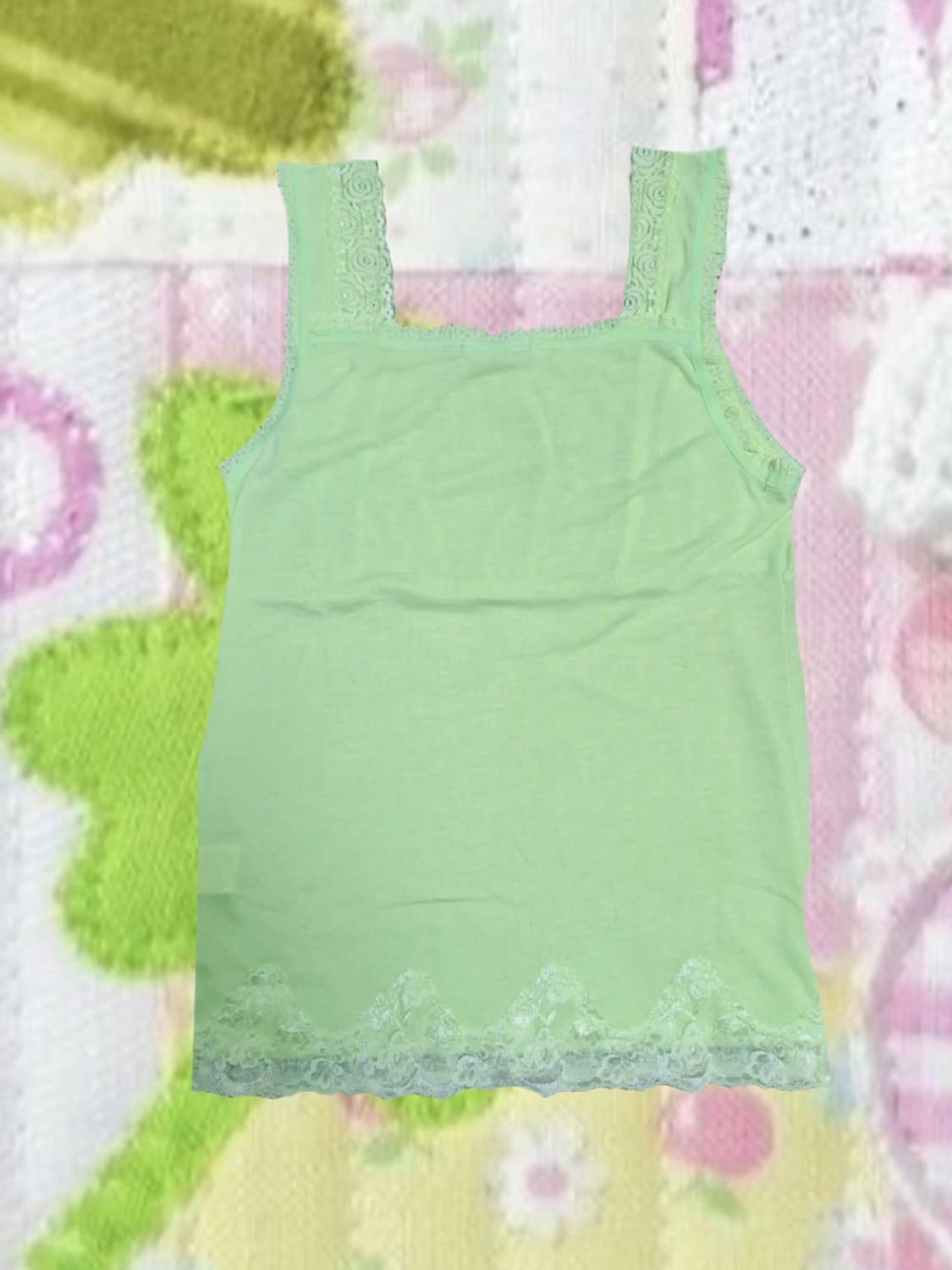 빈티지 모리걸 메로나 레이스 나시 블라우 슬리브리스 단추 상품이미지2