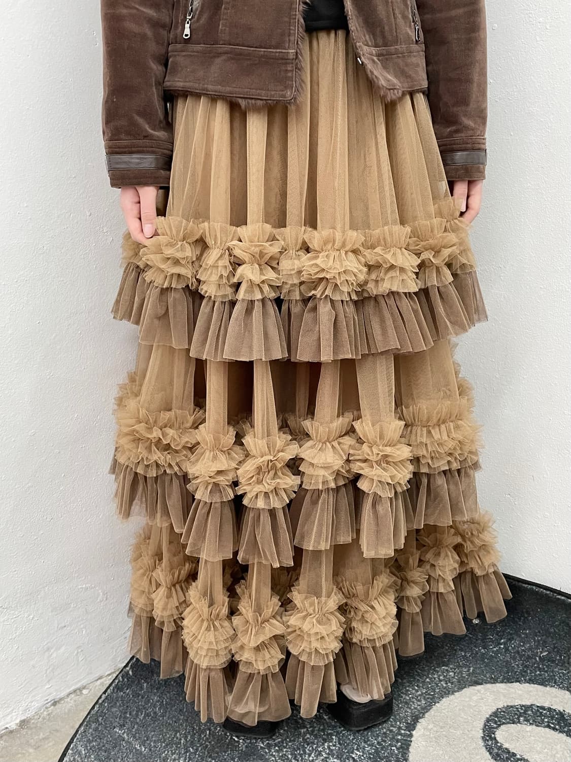 브라운 튜튜 롱 스커트 상품이미지3