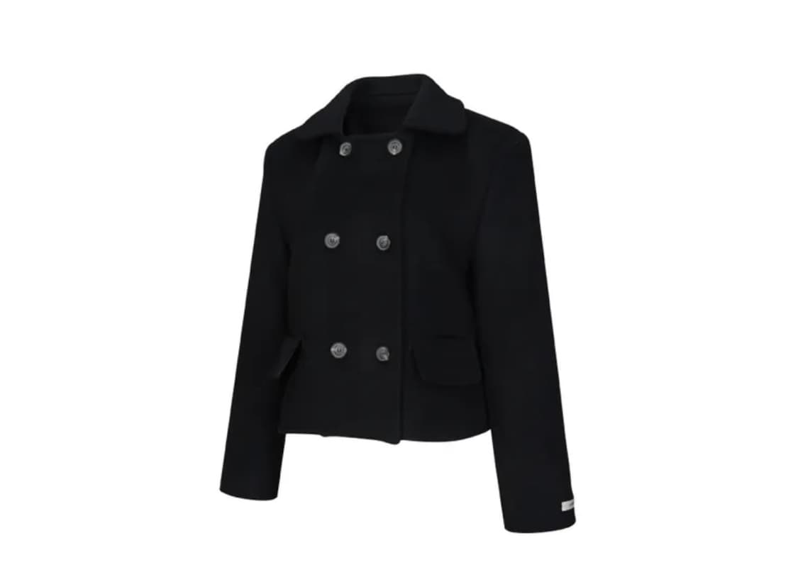 아노에틱 울 더블 버튼 크롭 코트 미들 쇼트 아우터 자켓 상품이미지2