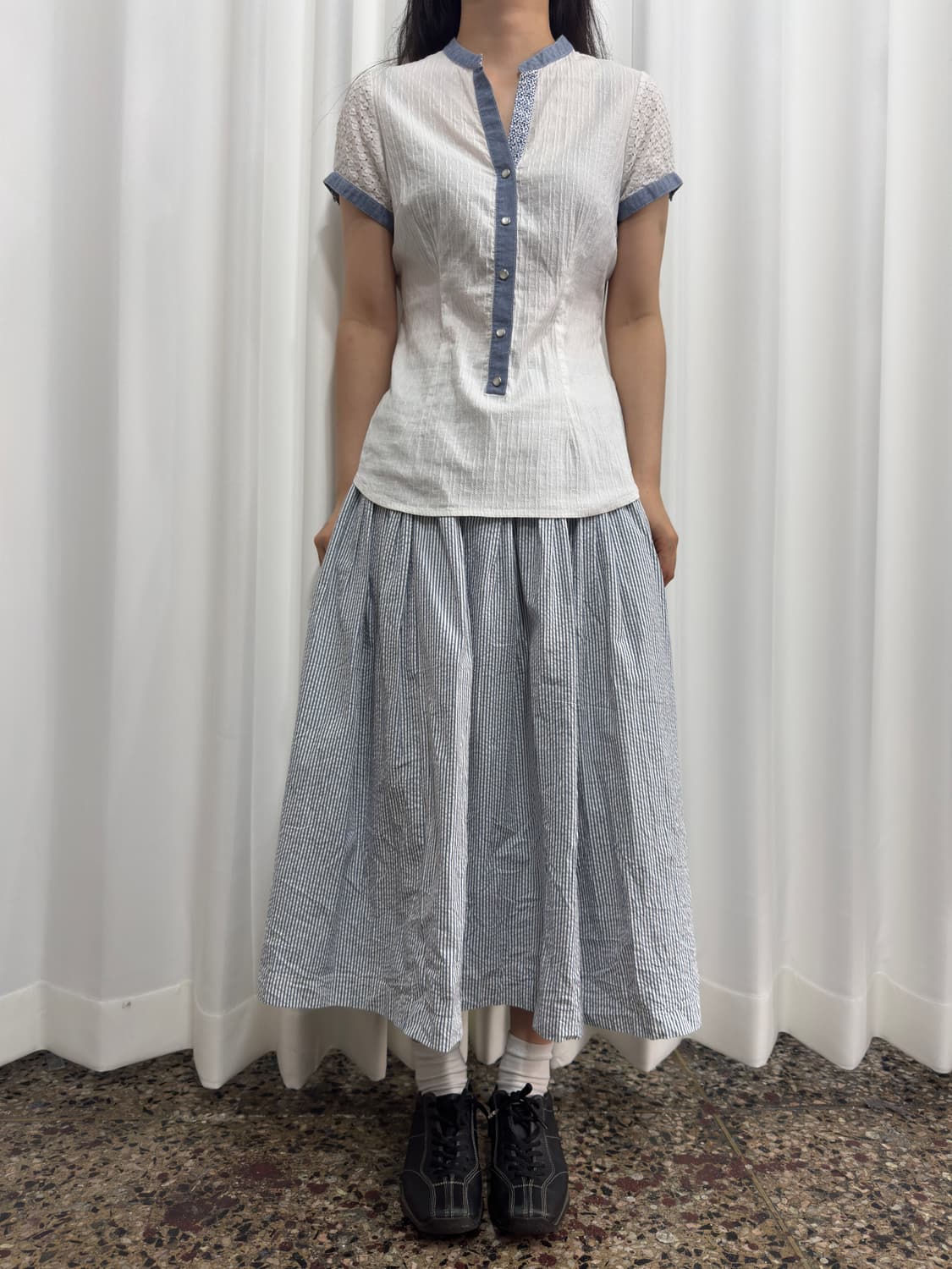 non non stripe pleats skirt 상품이미지1