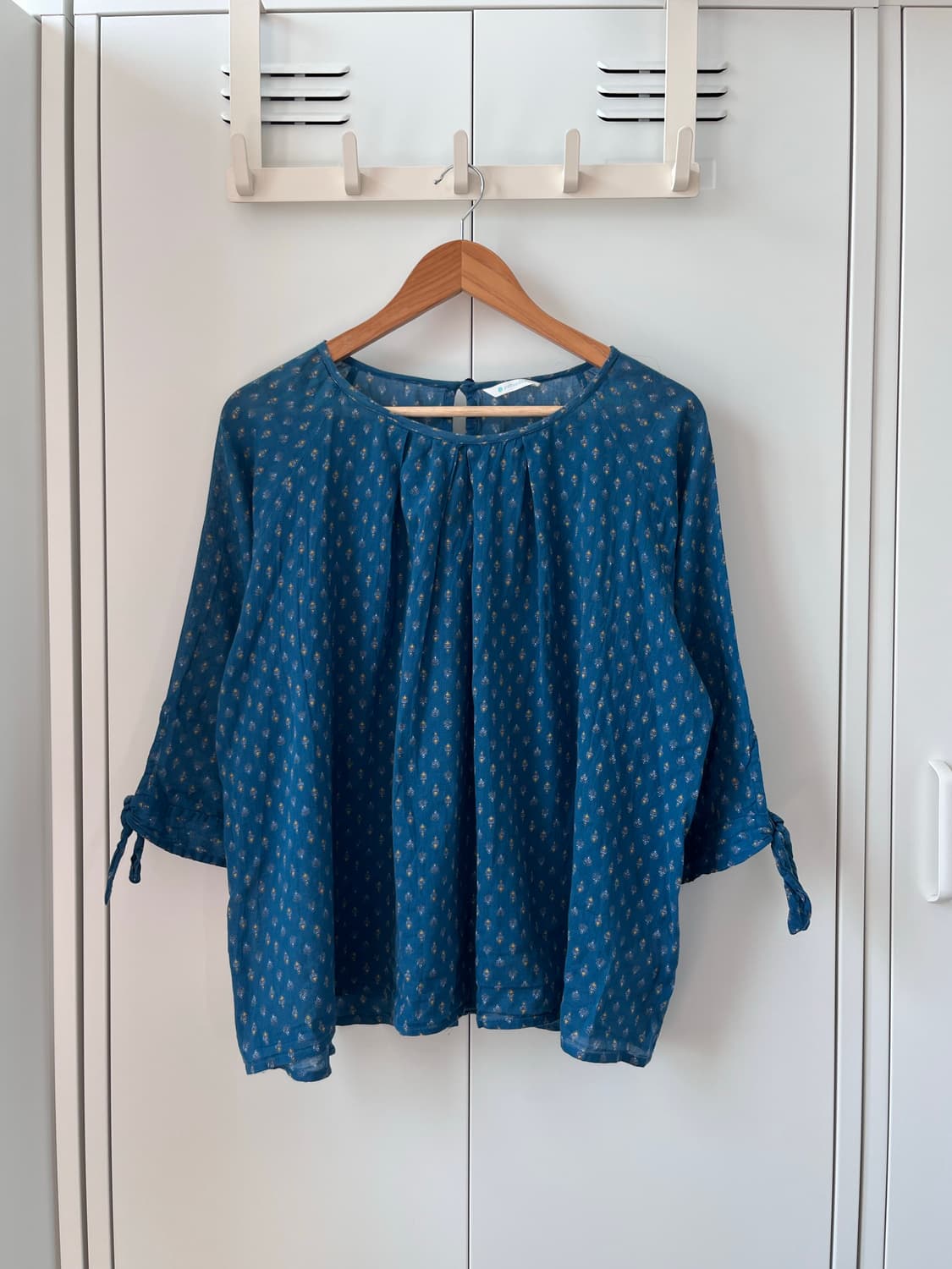 Persodea 스즈코 아오이유우 청록 패턴 블라우스 상품이미지3