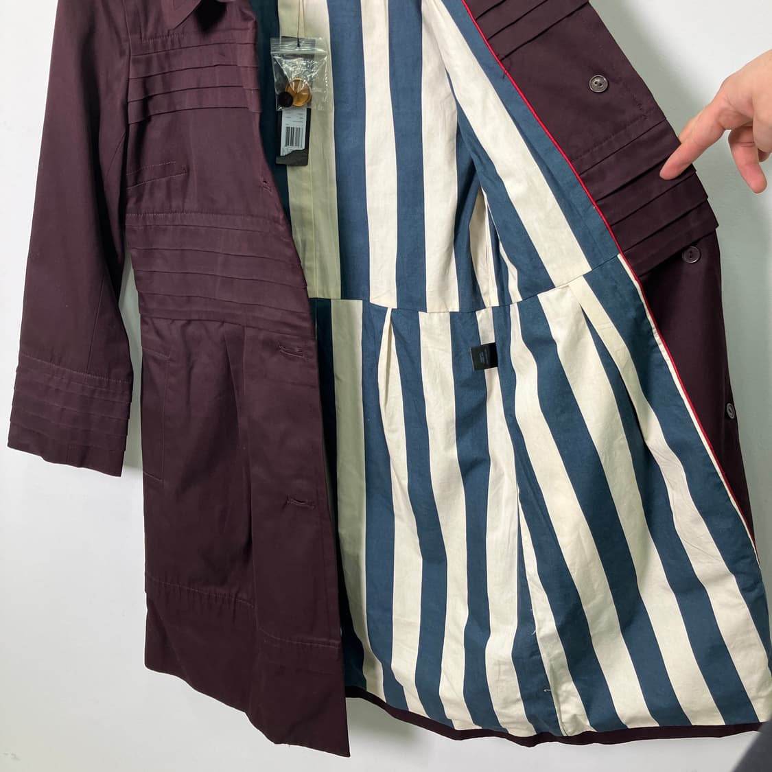 데드스탁 마크 바이 마크제이콥스 버건디 플리츠 디테일 코트 상품이미지7