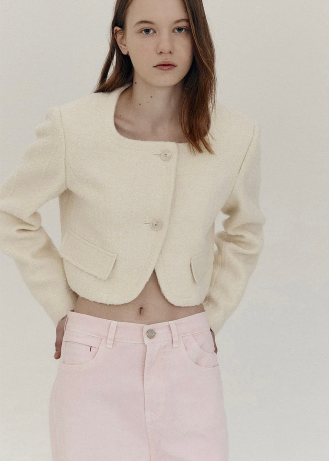 아위 트위드 크롭 자켓 상품이미지1