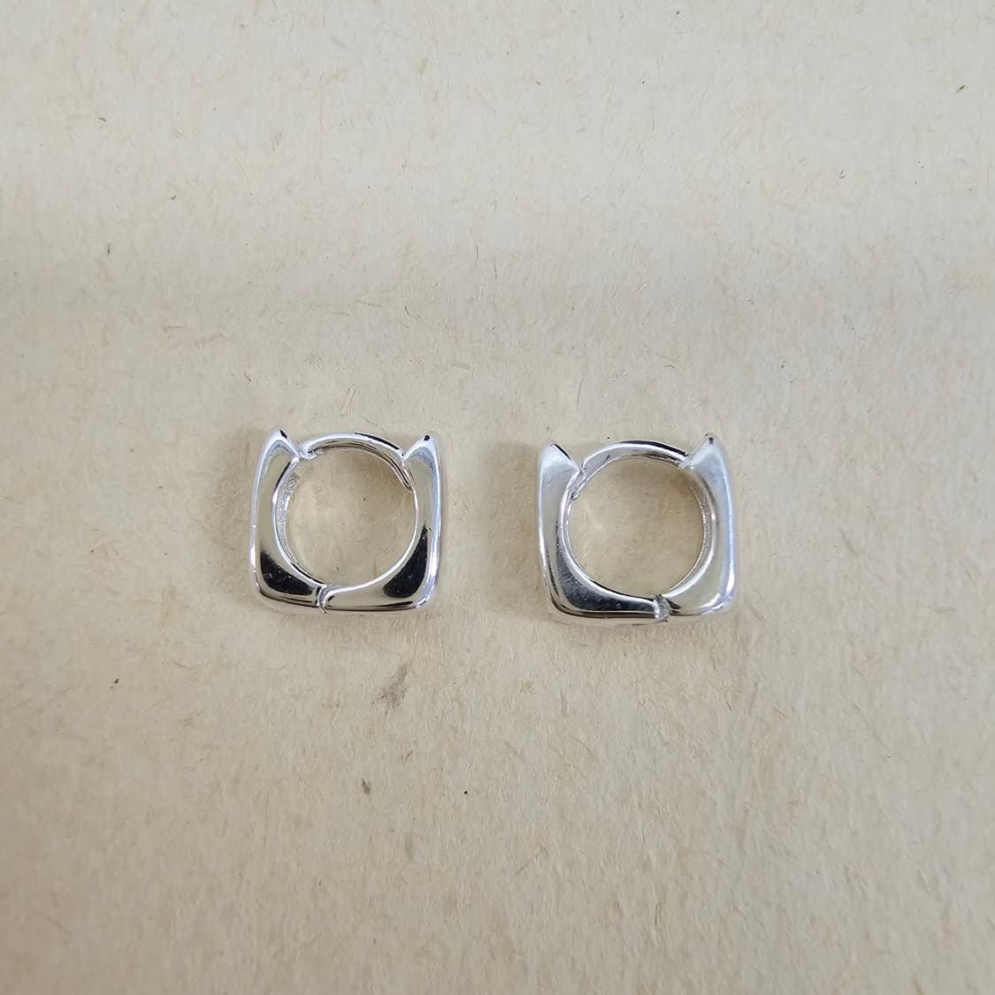 925silver 실버 사각 링 귀걸이 상품이미지3