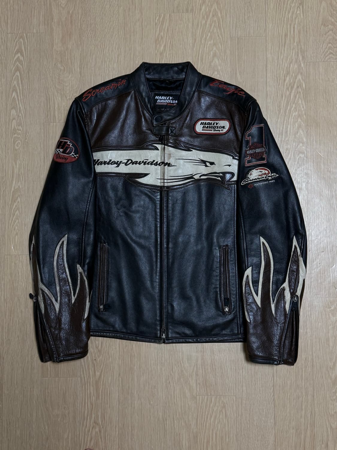 할리 데이비슨 이글 플레임 레더 바이커 자켓 상품이미지1