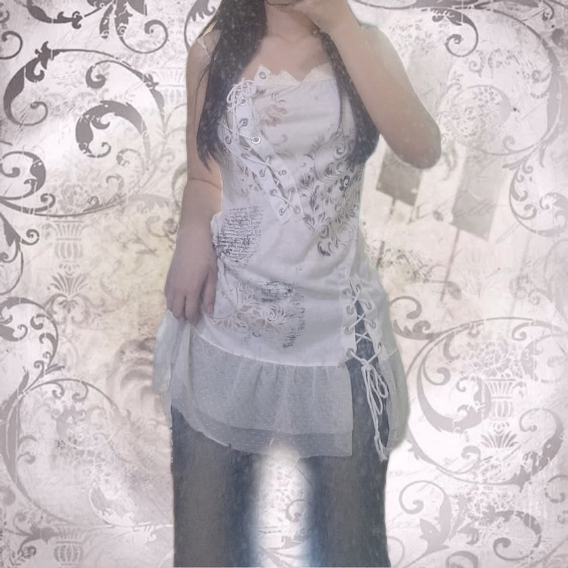 그런지 아일렛 원피스 y2k 페어리 커스텀 갸루 상품이미지2