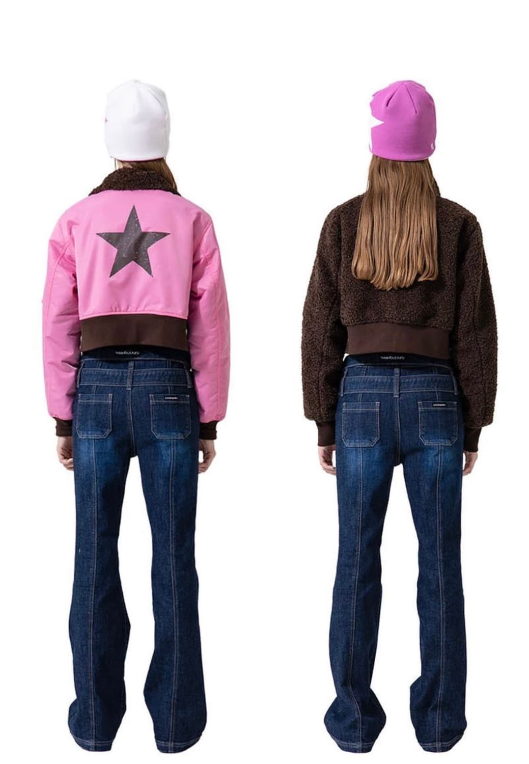 갸루깔 러닝하이 나일론-퍼 리버시블 집업 점퍼 [핑크/브라운] 상품이미지1