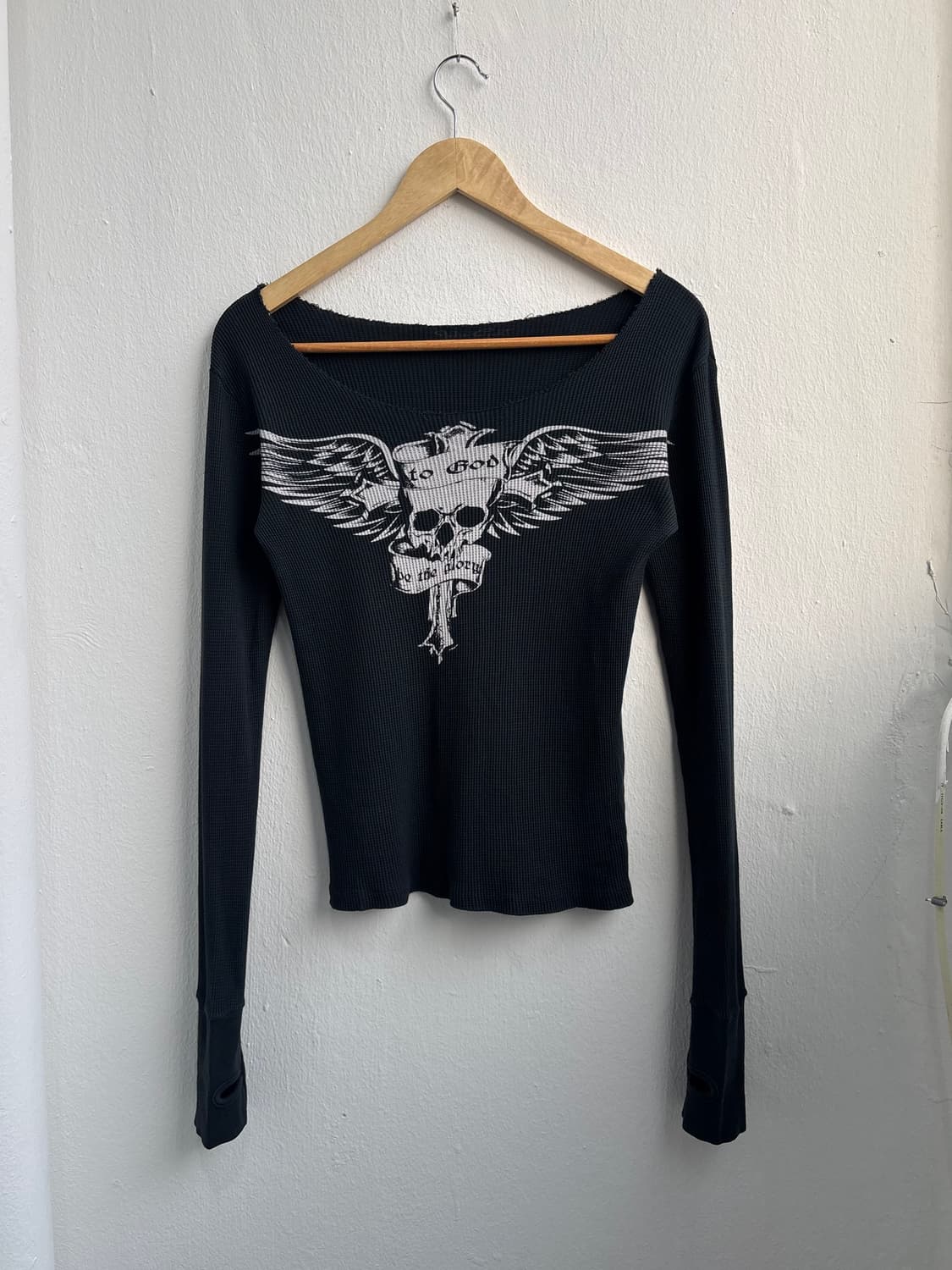 Vintage Black Skull Long Sleeve Top 상품이미지3