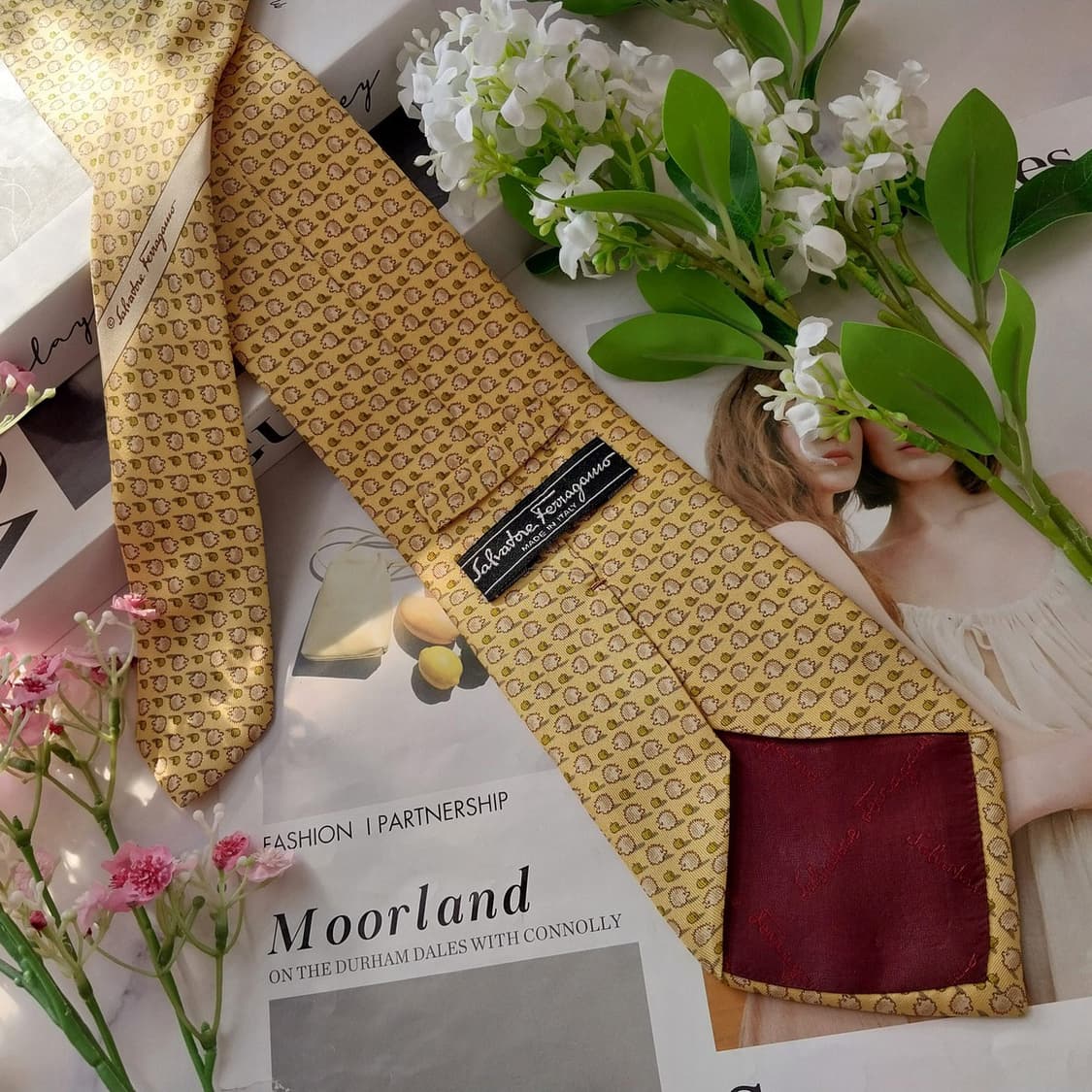 살바토레 페라가모 실크 패턴 넥타이 9.7cm A등급 k2018 상품이미지5