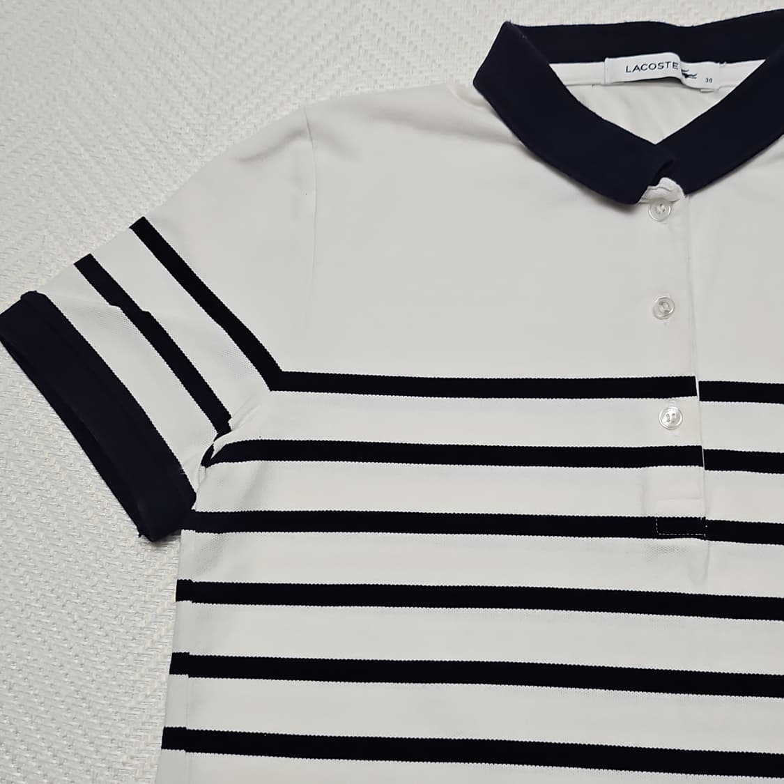 라코스테 여성 스트라이프 카라 티셔츠 38 상품이미지4
