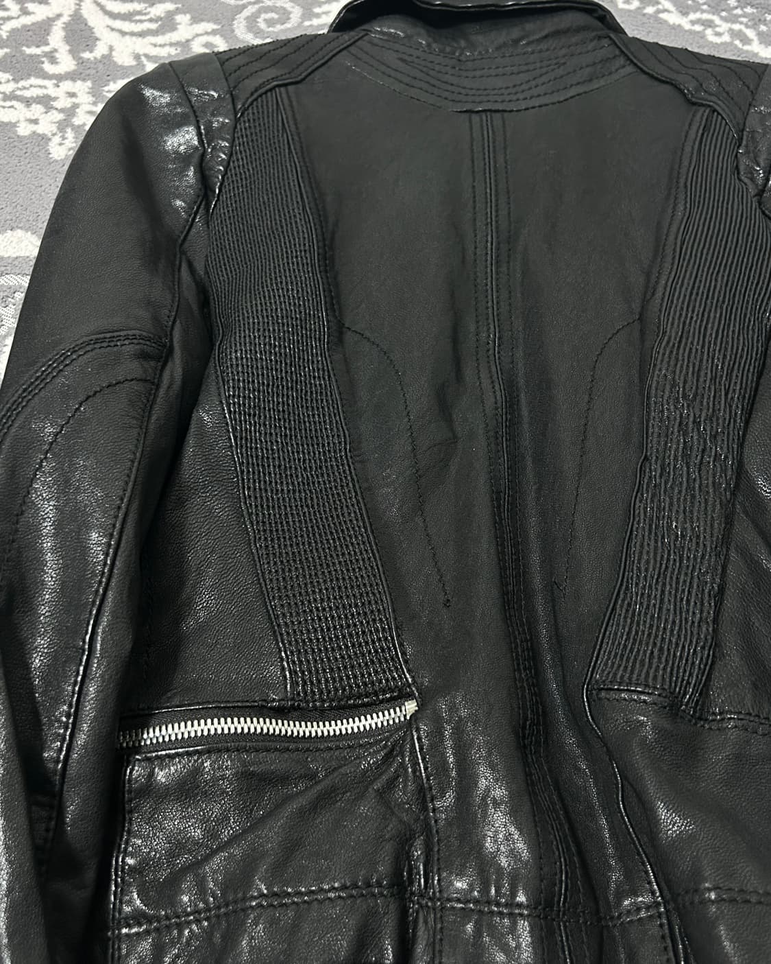 이탈리안 레더 엘라스틱 판넬 자켓 상품이미지5