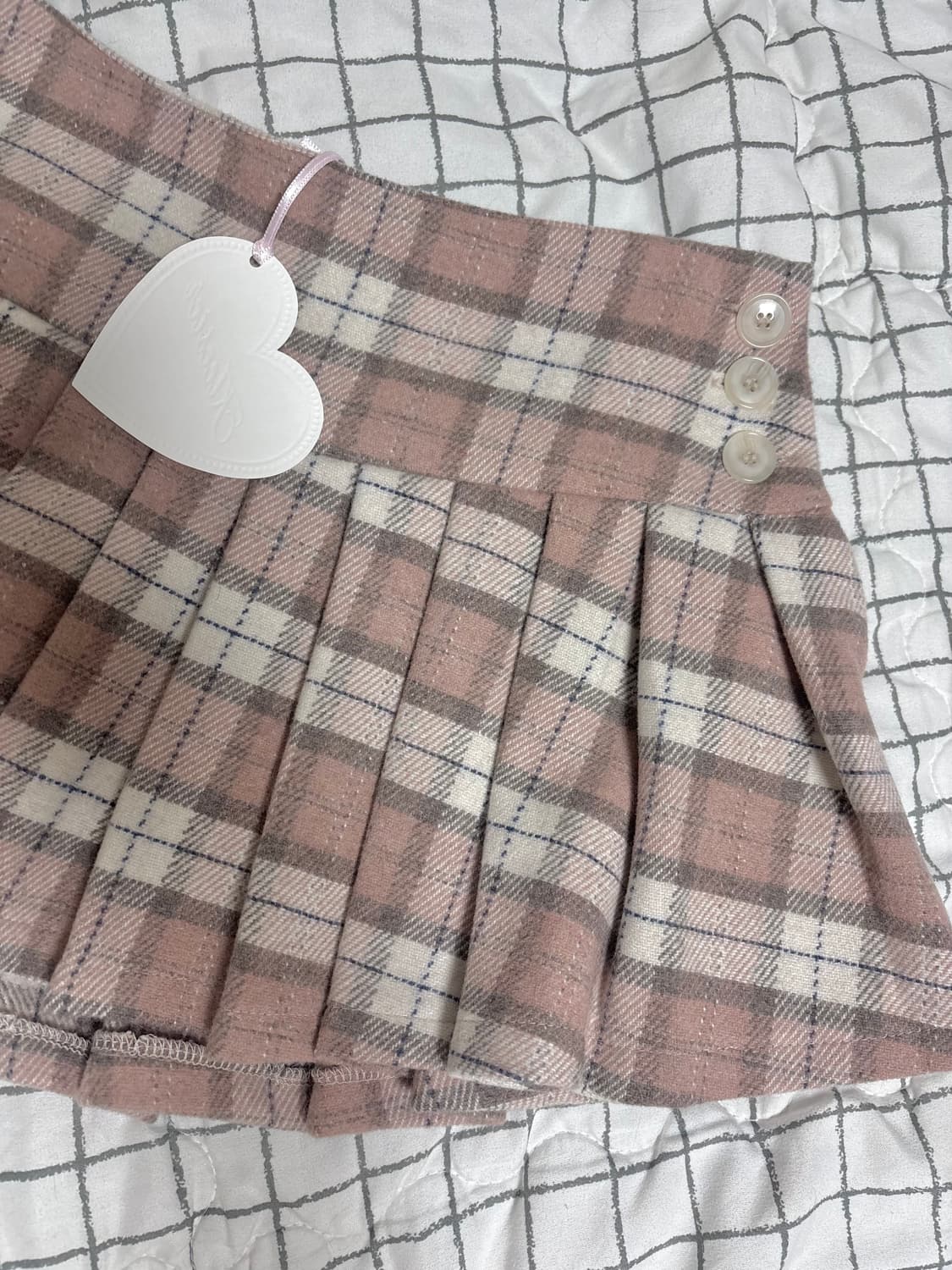 (새상품)클리시어 피치모카 울 플리츠 스커트 딸기초코 스커트 S 상품이미지4