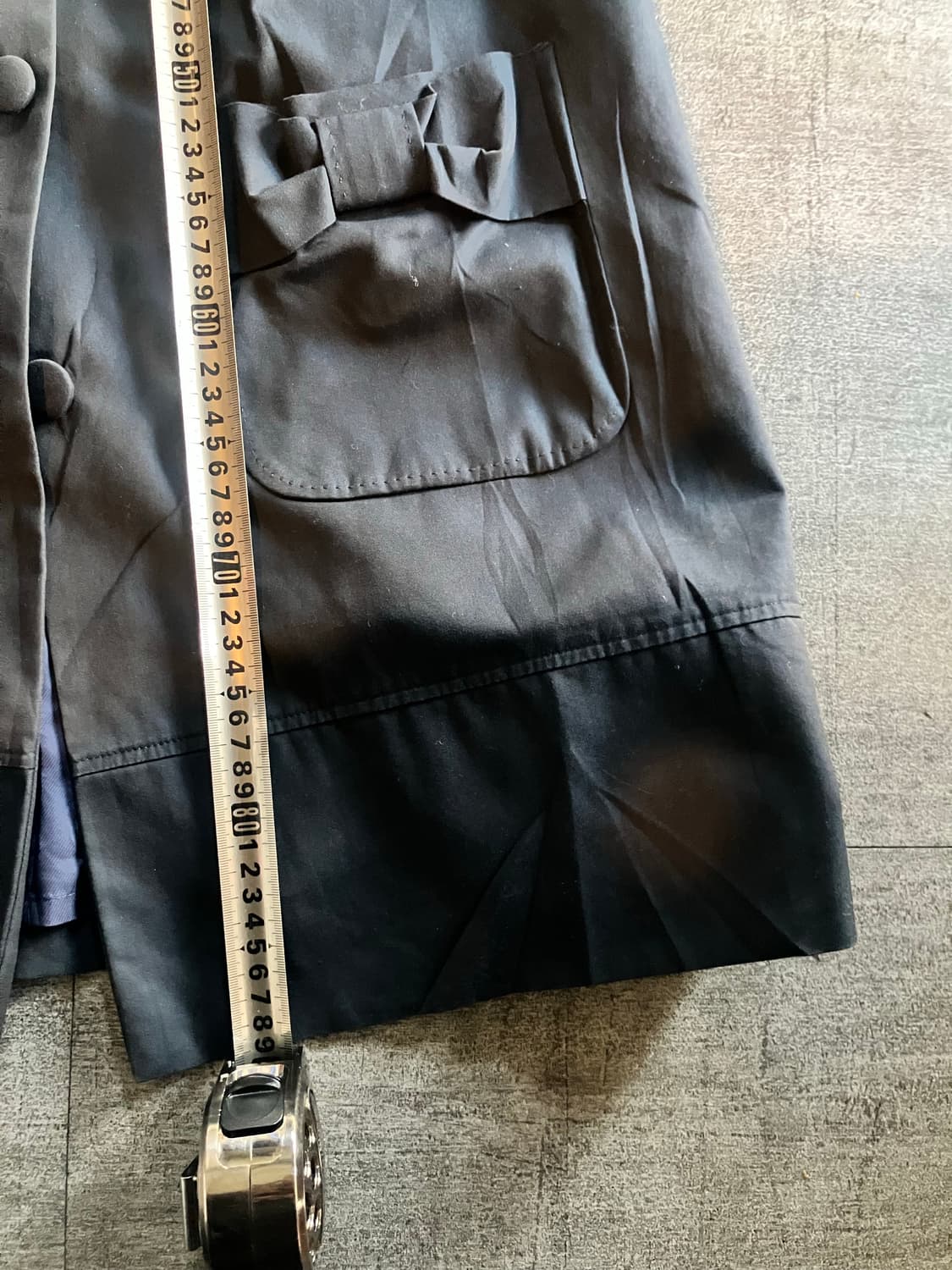 일본빈티지 하구미모리걸 아메카지 콩단추 리본디테일 라운드사파리자켓 블랙 상품이미지4