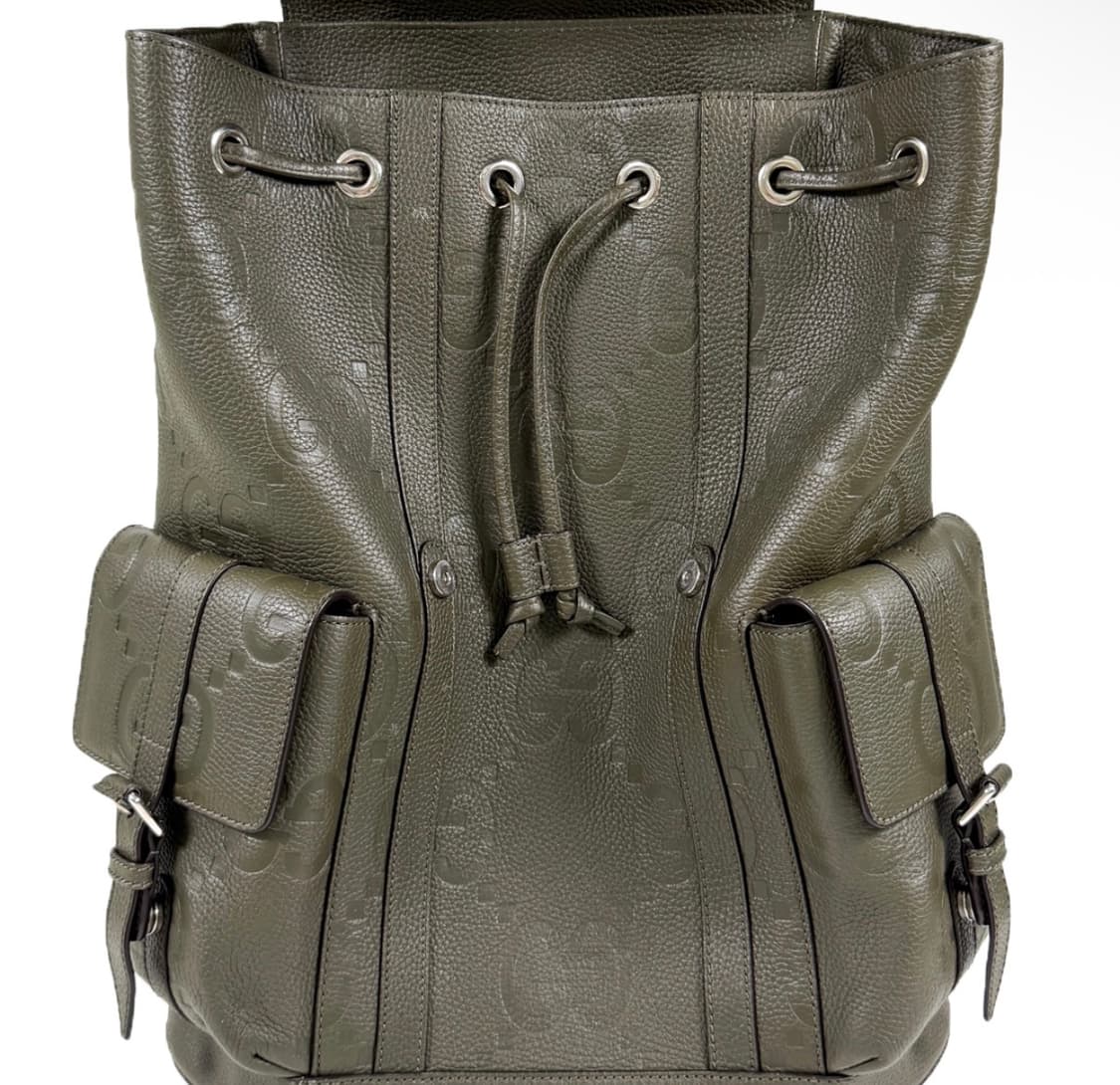 구찌 남성 점보 GG 로고 레더 백팩 라지 다크 그린 625770 상품이미지6