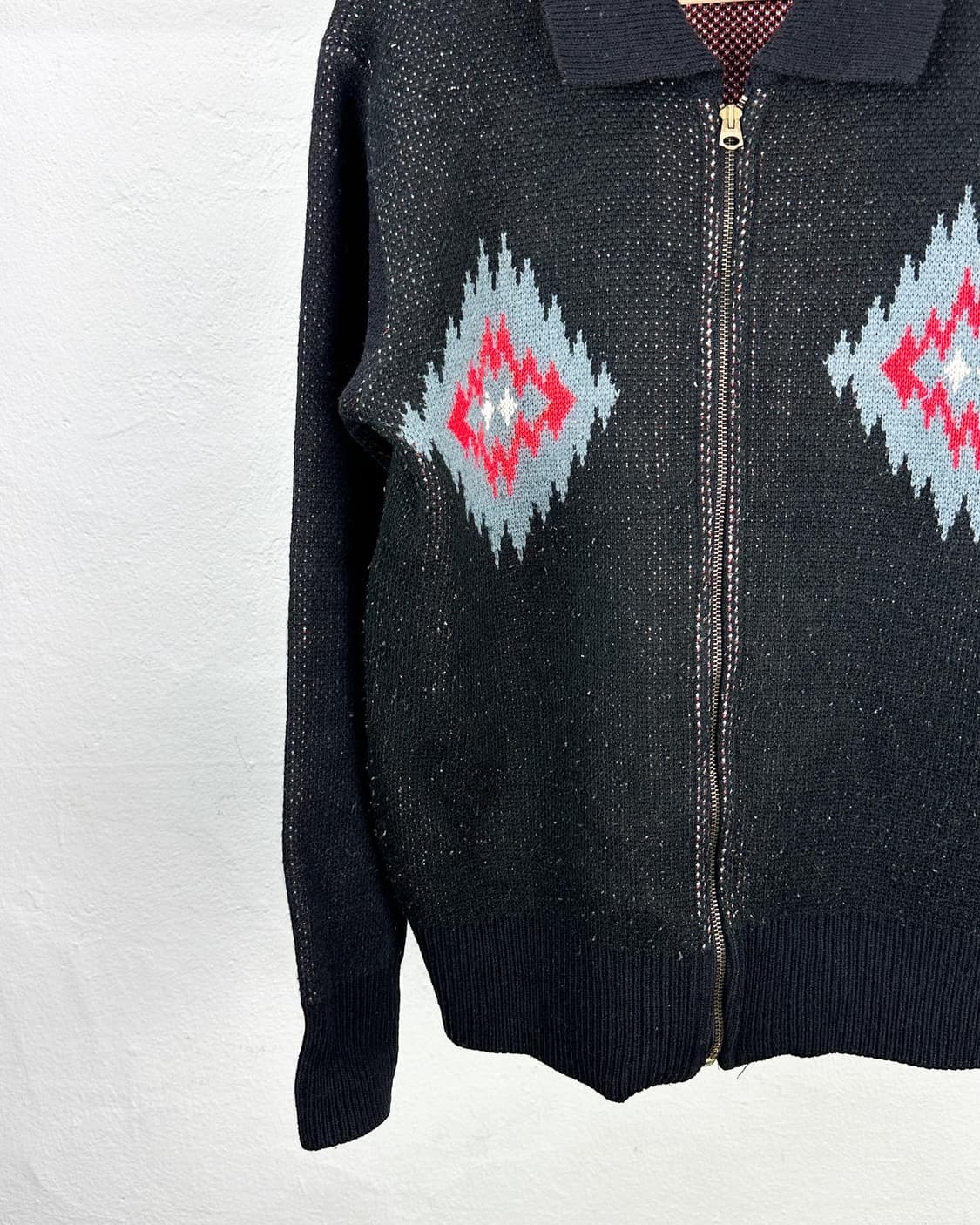 슈가케인 스타일 아이즈 블랙 나바호 카라 니트 집업 상품이미지2